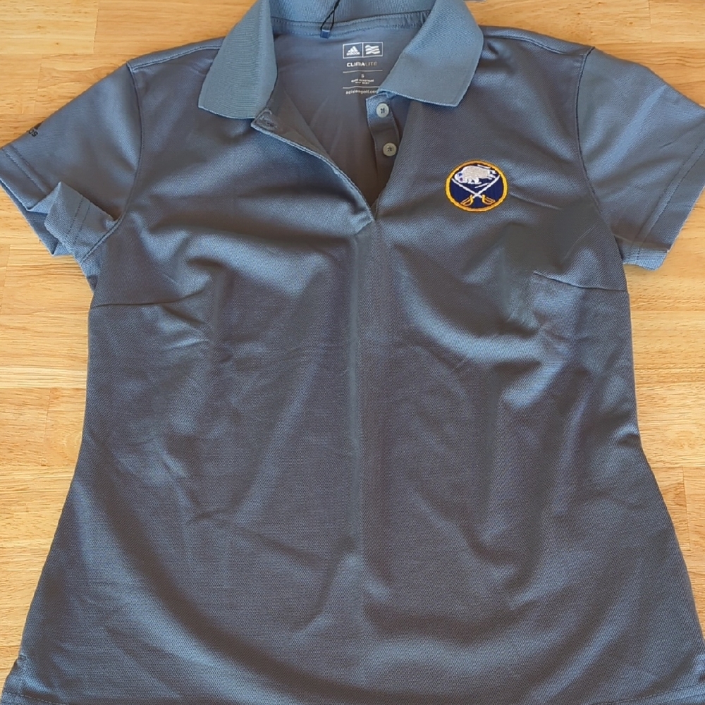 Womens Gray Buffalo Sabres Hockey Golf Polo Shirt with Embroidered Logo S